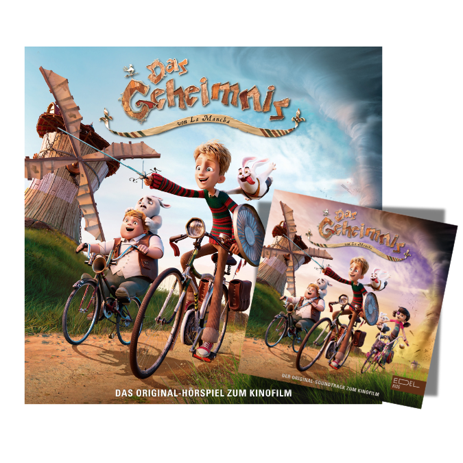 Die Cover vom Hörspiel und Soundtrack vom Kinohighlight "Das Geheimnis von La Mancha"