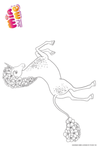 Ausmalbild zu Mia and me von Einhorn Balanda Pose 2
