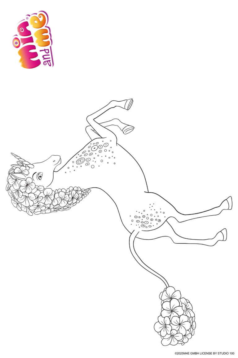 Ausmalbild zu Mia and me von Einhorn Balanda Pose 2