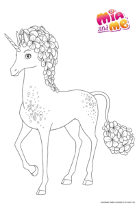 Ausmalbild zu Mia and me von Einhorn Balanda Pose 1