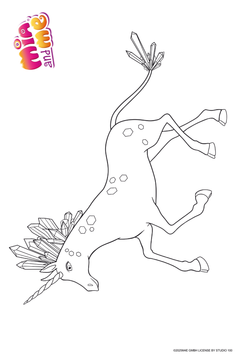Ausmalbild zu Mia and me von Einhorn Crystal Pose 2