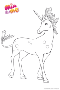 Ausmalbild zu Mia and me von Einhorn Crystal Pose 1