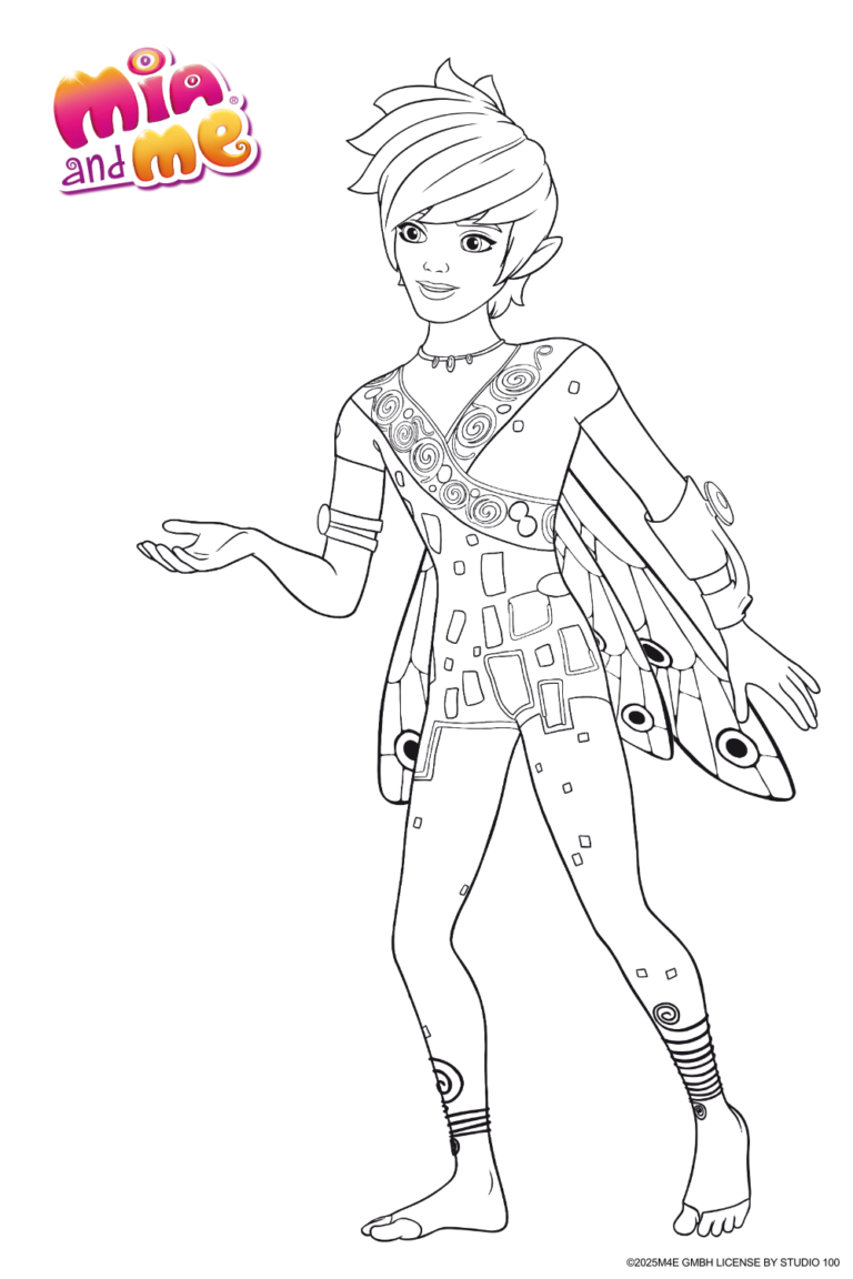 Ausmalbild zu Mia and me von männlicher Elfe 1