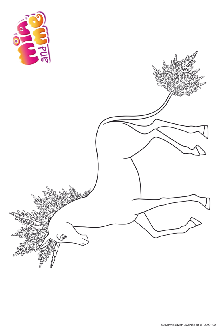 Ausmalbild zu Mia and me von Einhorn Ice Pose 2