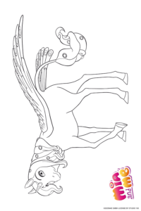 Ausmalbild zu Mia and me von Einhorn Pegasus Onchao Pose 6