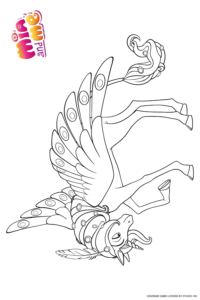 Ausmalbild zu Mia and me von Einhorn Pegasus Onchao Pose 7