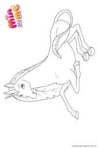 Ausmalbild zu Mia and me von Einhorn Yolika Pose 2