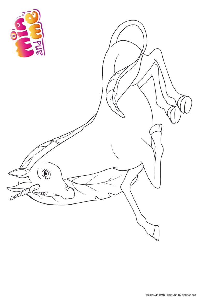 Ausmalbild zu Mia and me von Einhorn Yolika Pose 2
