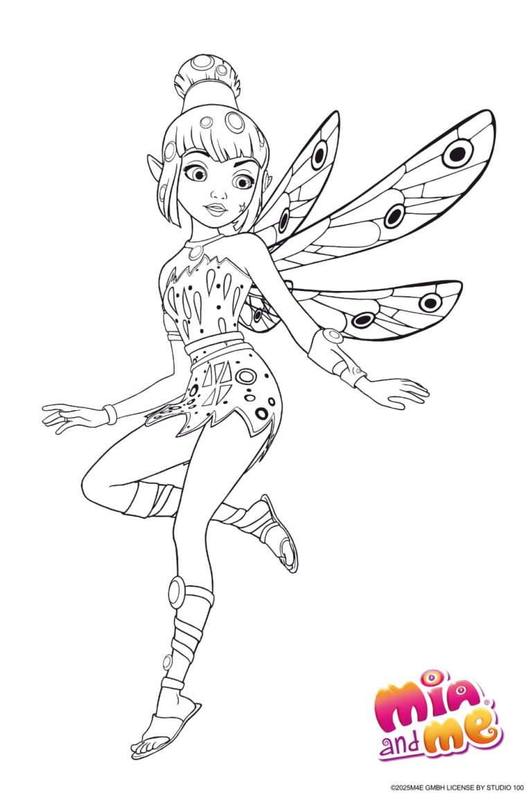 Ausmalbild zu Mia and me von Elfe Yuko Pose 1