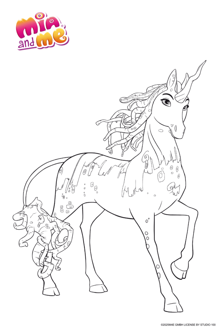 Ausmalbild zu Mia and me von Einhorn Zato