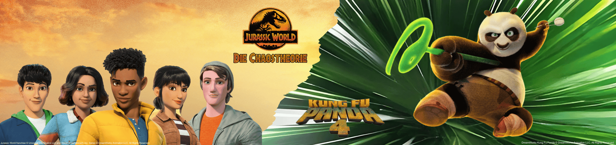 Jurassic World Chaostheorie und Kung Fu Panda Landingpage Banner (1)