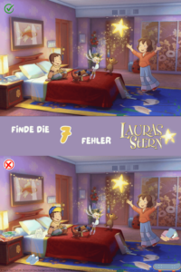Lauras Stern Rätsel, Suchbild mit 7 Fehlern, die gefunden werden sollen