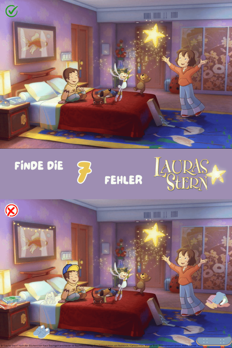 Lauras Stern Rätsel, Suchbild mit 7 Fehlern, die gefunden werden sollen
