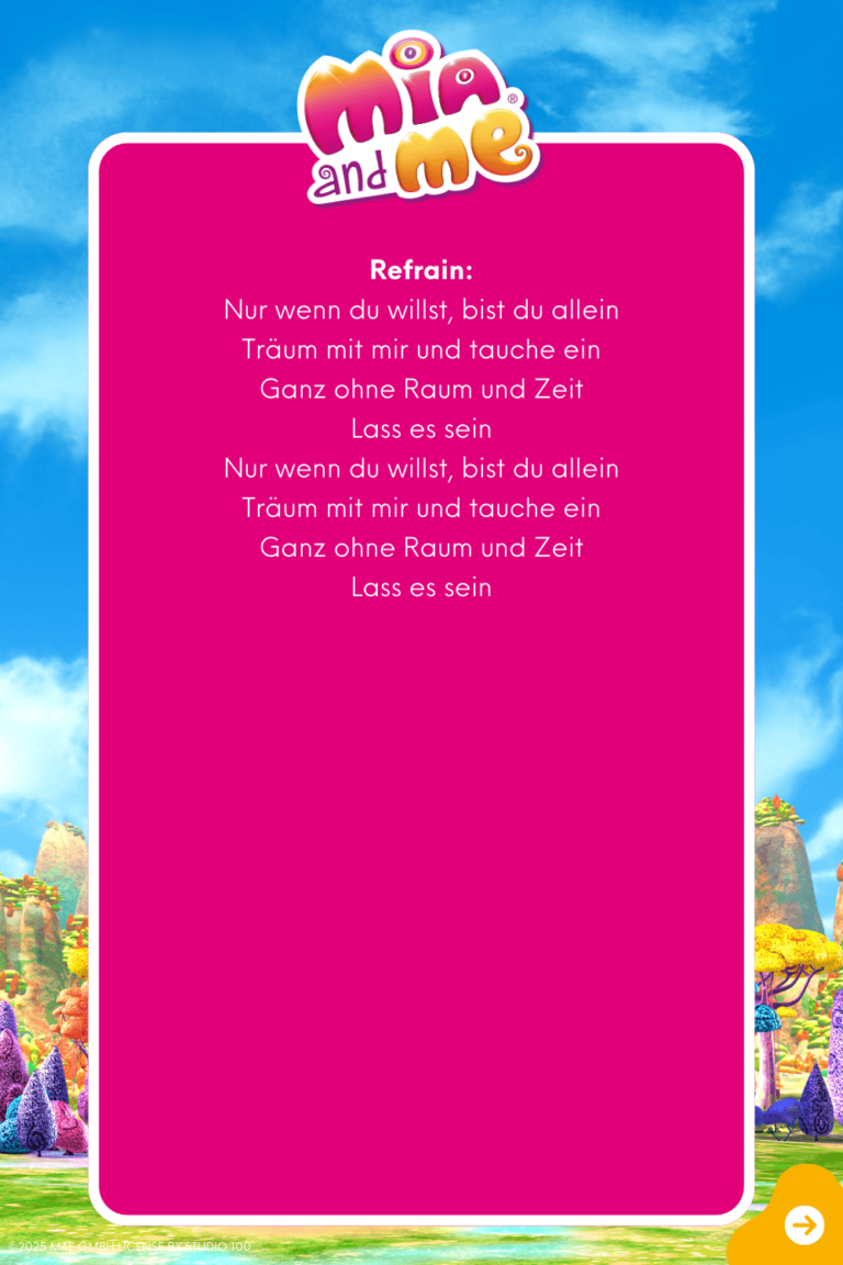 Songtext zum Lied "Mias Traum" Seite 2 aus dem Original Liederalbum von Mia and me
