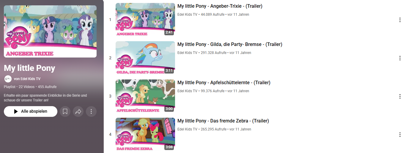 My little Pony_YouTube Playlist