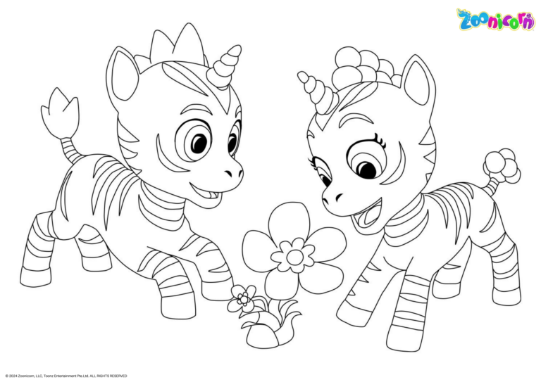 Zooniorn Ausmalbild/ Malvorlage Zoonicorns und Blume
