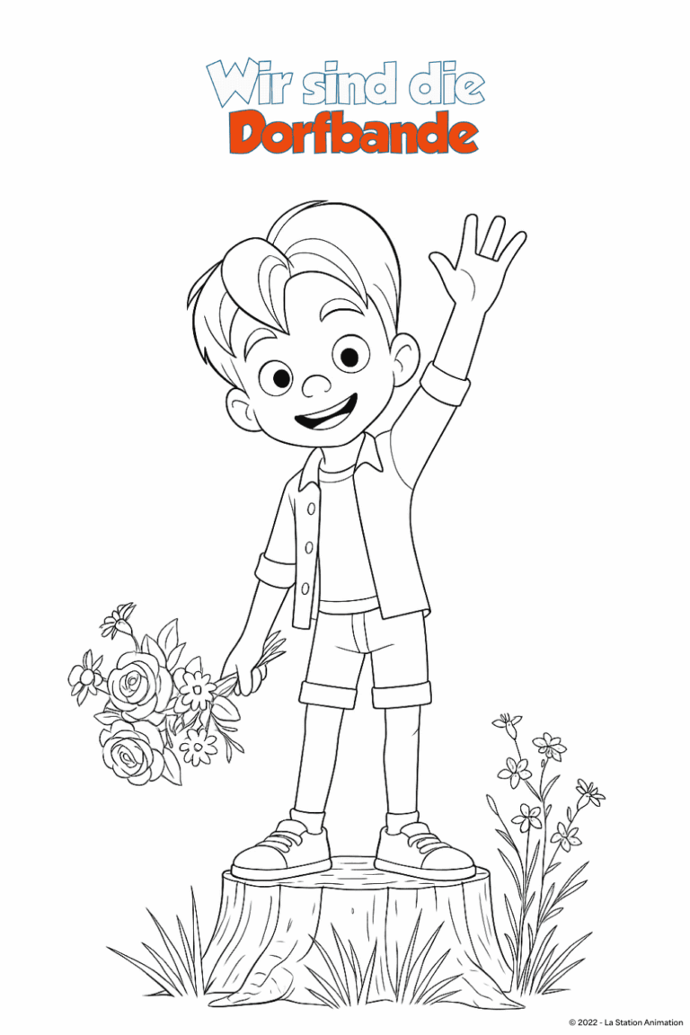 Malvorlage von Raphael aus "Wir sind die Dorfbande" zum Ausdrucken und Ausmalen für Website und Landingpage