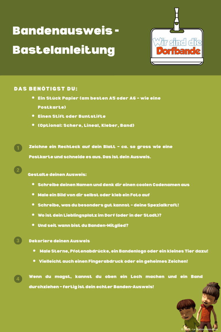 Bastelidee zum Ausdrucken, Dorfbandenausweis