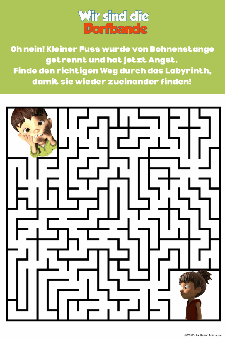 Rätsel zum Ausdrucken, Labyrinth zu Wir sind die Dorfbande