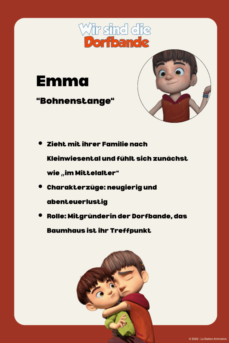 Steckbrief von Emma zum Ausdrucken, Steckbrief zu Wir sind die Dorfbande