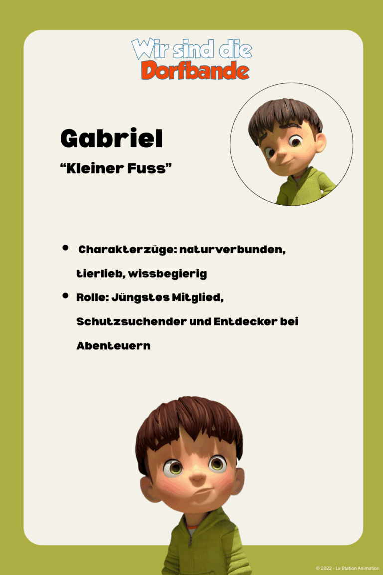 Steckbrief von Gabriel zum Ausdrucken, Steckbrief zu Wir sind die Dorfbande