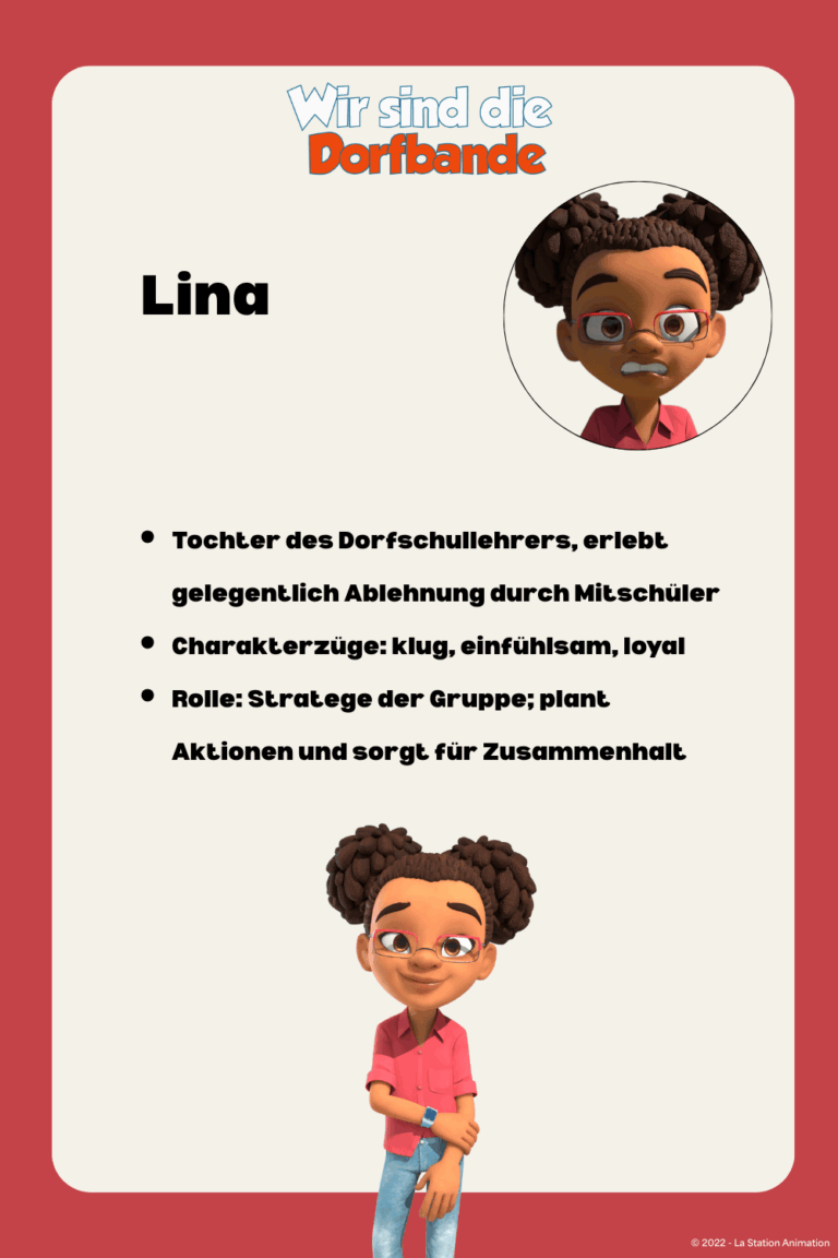 Steckbrief von Lina zum Ausdrucken, Steckbrief zu Wir sind die Dorfbande