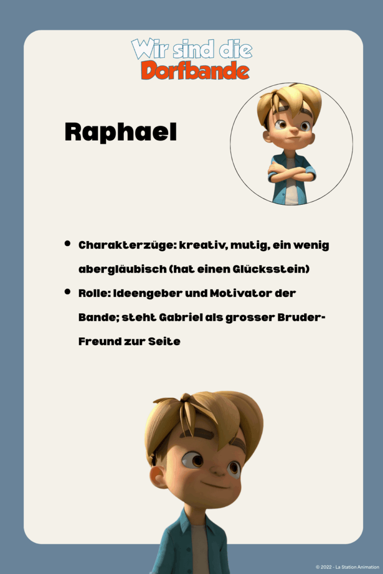 Steckbrief von Raphael zum Ausdrucken, Steckbrief zu Wir sind die Dorfbande
