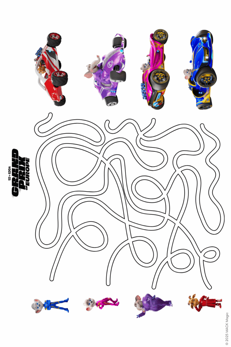 Labyrinth Rätsel Rennfahrer zum Download schwarz/weiß