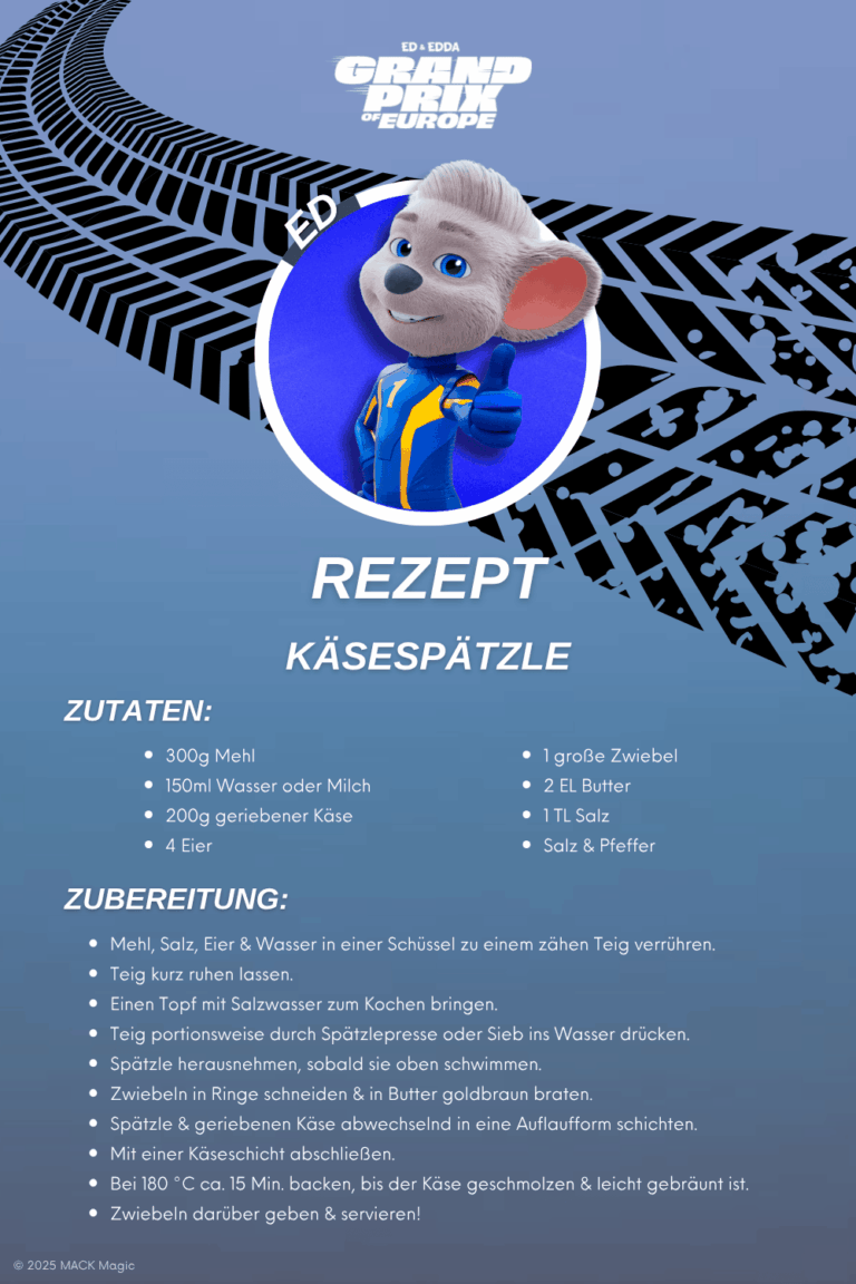 Rezept zum Download Käsespätzle