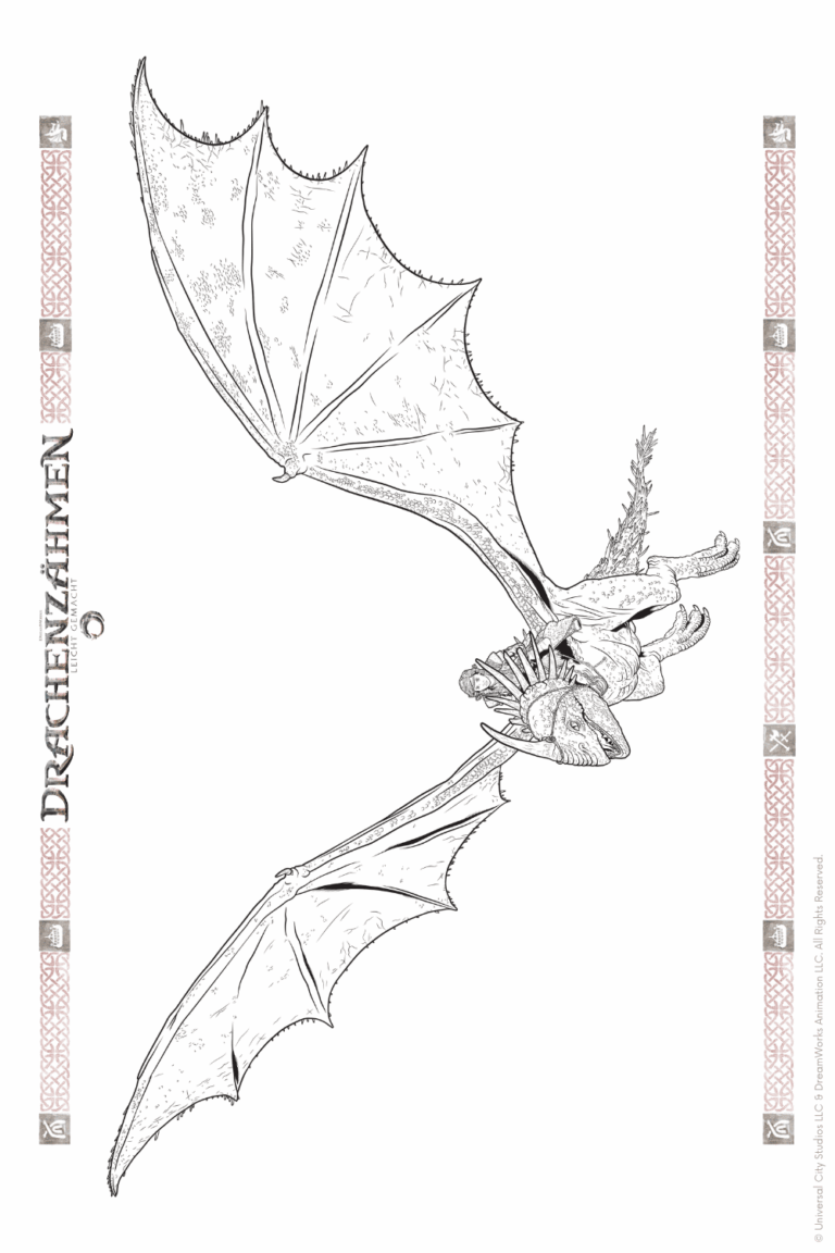 Malvorlage zu Drachenzähmen leicht gemacht zum Ausdrucken und Ausmalen für Website und Landingpage