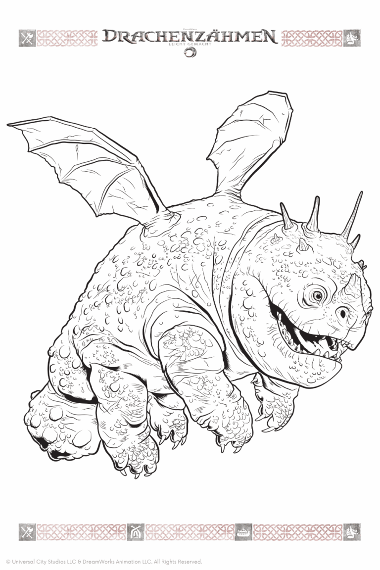 Malvorlage zu Drachenzähmen leicht gemacht zum Ausdrucken und Ausmalen für Website und Landingpage