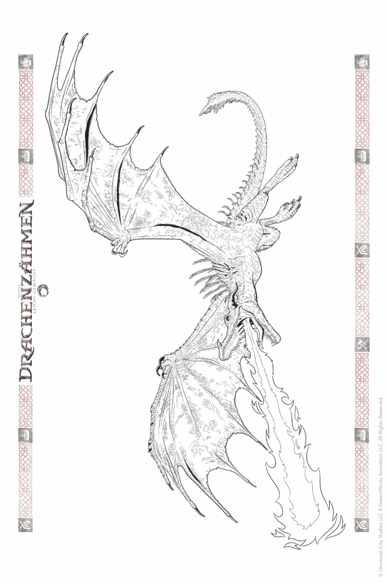 Malvorlage zu Drachenzähmen leicht gemacht zum Ausdrucken und Ausmalen für Website und Landingpage