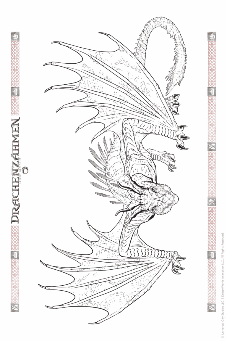 Malvorlage zu Drachenzähmen leicht gemacht zum Ausdrucken und Ausmalen für Website und Landingpage
