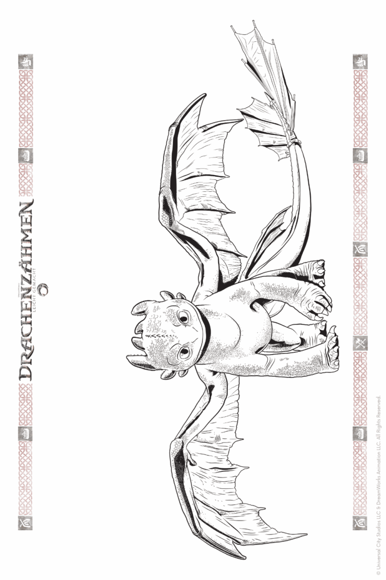 Malvorlage zu Drachenzähmen leicht gemacht zum Ausdrucken und Ausmalen für Website und Landingpage