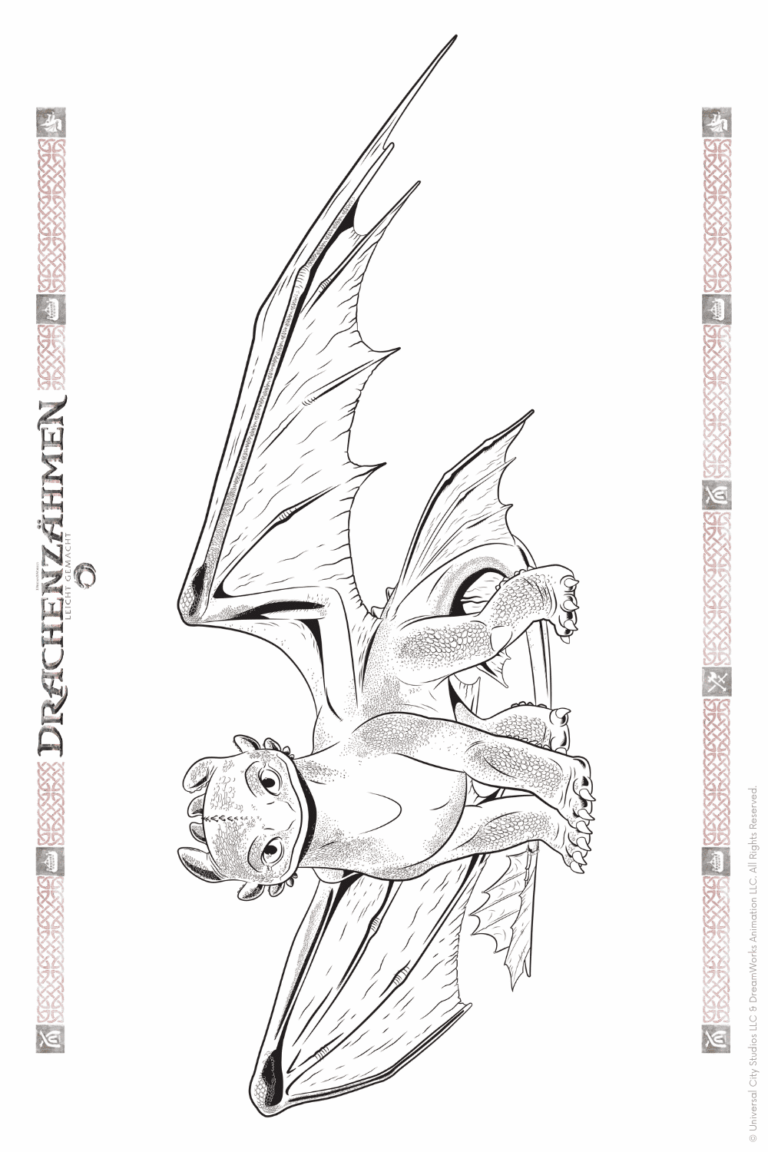 Malvorlage zu Drachenzähmen leicht gemacht zum Ausdrucken und Ausmalen für Website und Landingpage