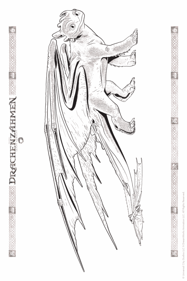 Malvorlage zu Drachenzähmen leicht gemacht zum Ausdrucken und Ausmalen für Website und Landingpage