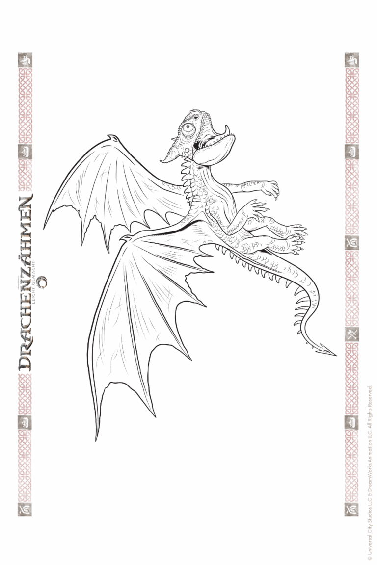 Malvorlage zu Drachenzähmen leicht gemacht zum Ausdrucken und Ausmalen für Website und Landingpage