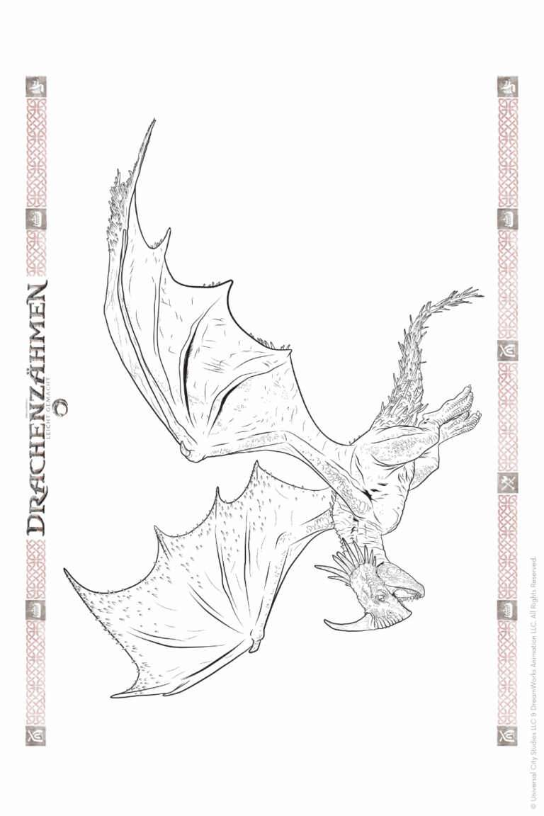 Malvorlage zu Drachenzähmen leicht gemacht zum Ausdrucken und Ausmalen für Website und Landingpage