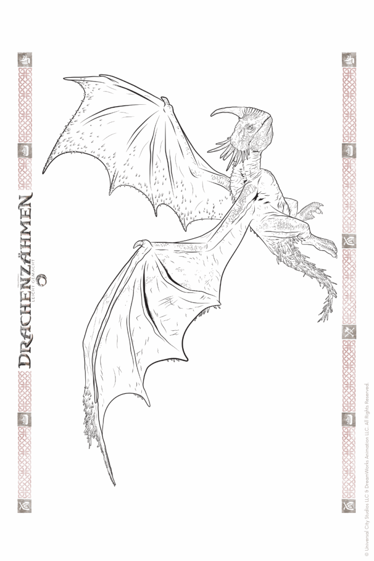 Malvorlage zu Drachenzähmen leicht gemacht zum Ausdrucken und Ausmalen für Website und Landingpage