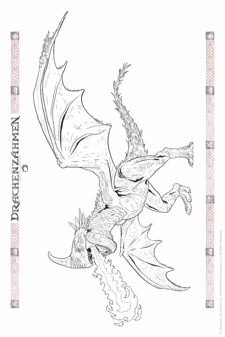 Malvorlage zu Drachenzähmen leicht gemacht zum Ausdrucken und Ausmalen für Website und Landingpage