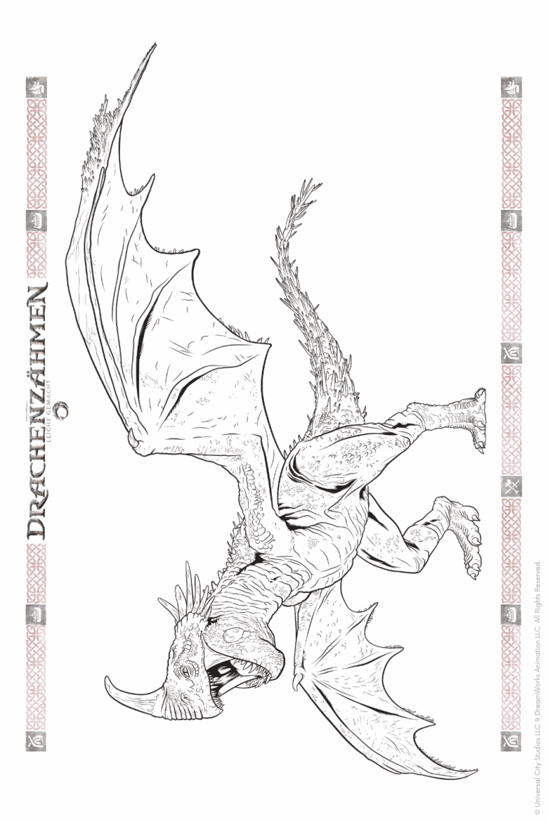 Malvorlage zu Drachenzähmen leicht gemacht zum Ausdrucken und Ausmalen für Website und Landingpage