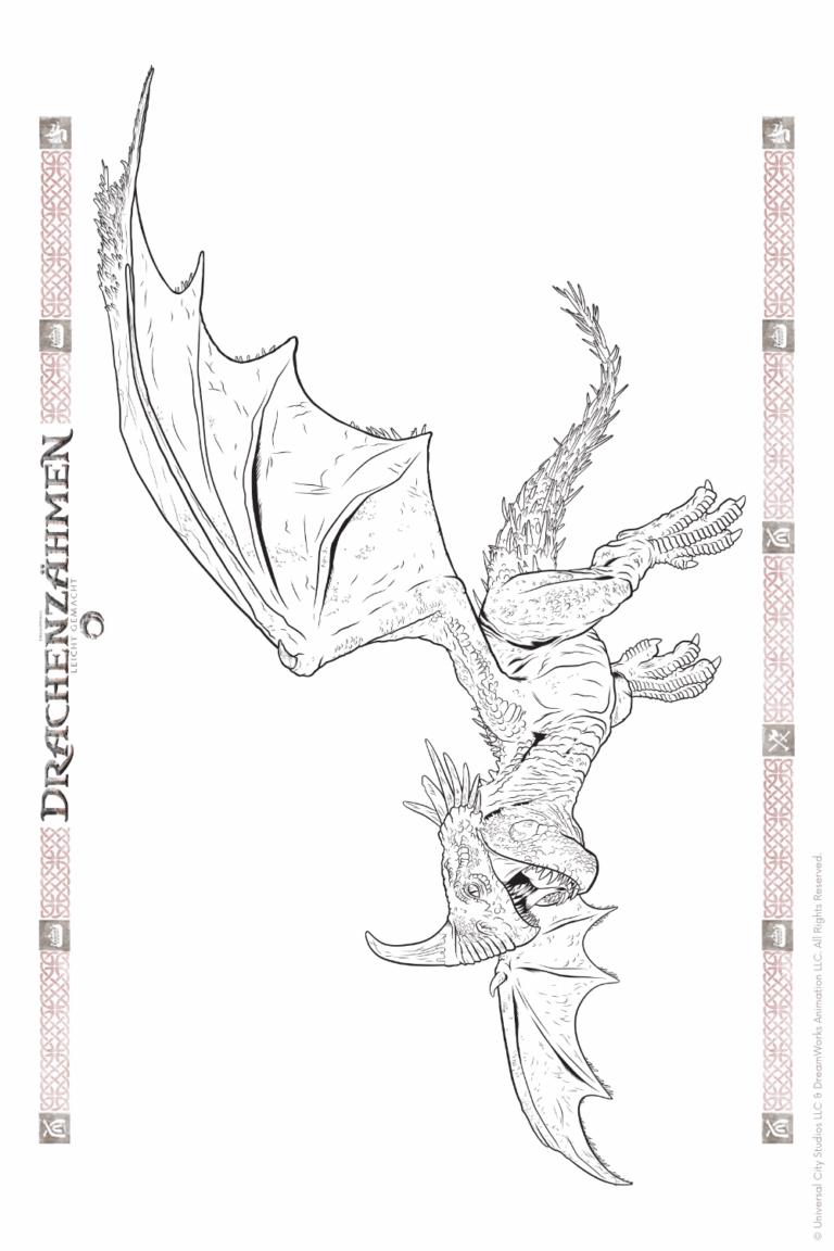 Malvorlage zu Drachenzähmen leicht gemacht zum Ausdrucken und Ausmalen für Website und Landingpage