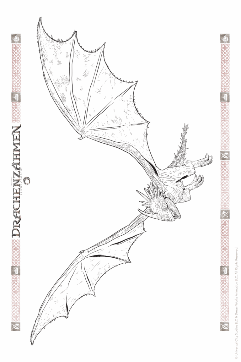 Malvorlage zu Drachenzähmen leicht gemacht zum Ausdrucken und Ausmalen für Website und Landingpage