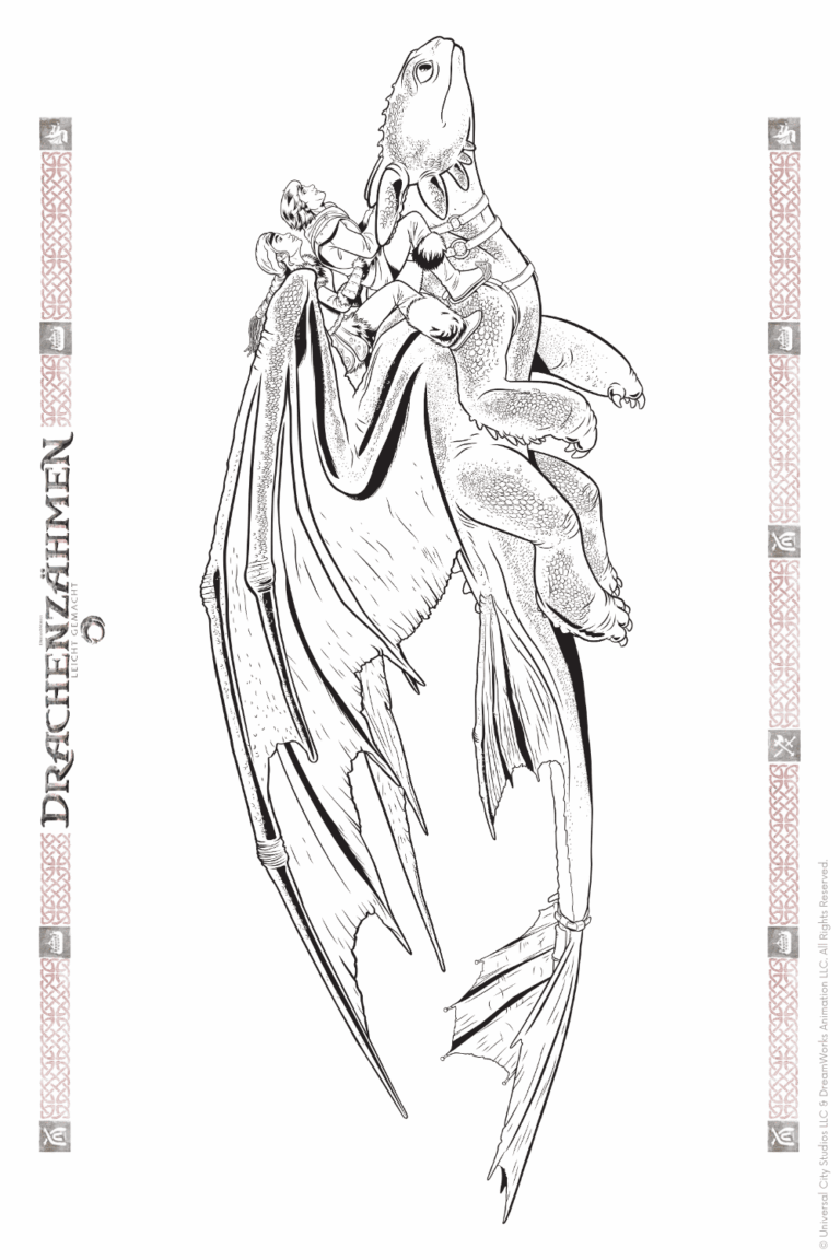 Malvorlage zu Drachenzähmen leicht gemacht zum Ausdrucken und Ausmalen für Website und Landingpage