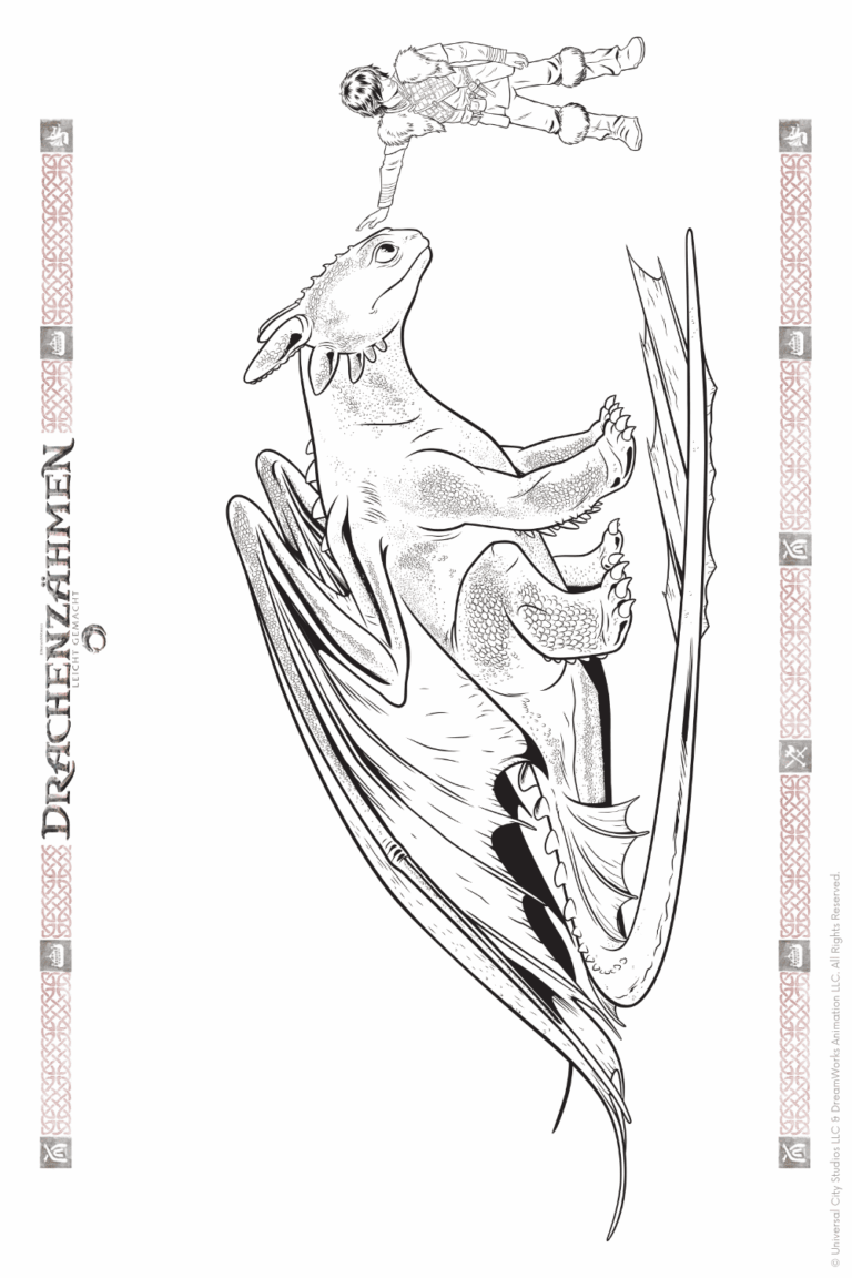 Malvorlage zu Drachenzähmen leicht gemacht zum Ausdrucken und Ausmalen für Website und Landingpage