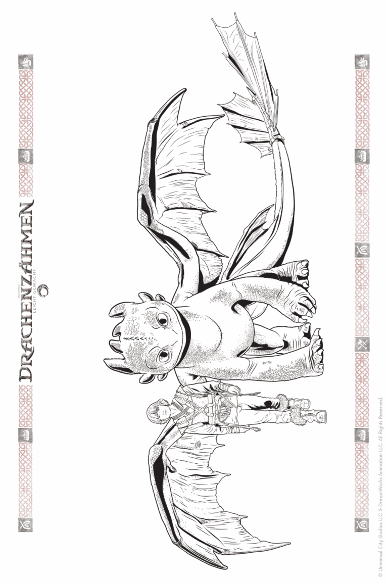 Malvorlage zu Drachenzähmen leicht gemacht zum Ausdrucken und Ausmalen für Website und Landingpage