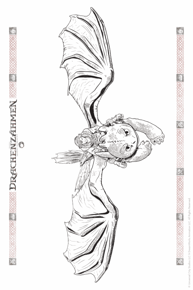 Malvorlage zu Drachenzähmen leicht gemacht zum Ausdrucken und Ausmalen für Website und Landingpage