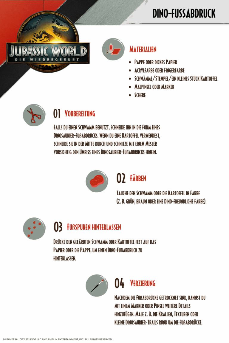 Fußabdruck DIY von Jurassic World: Die Wiedergeburt