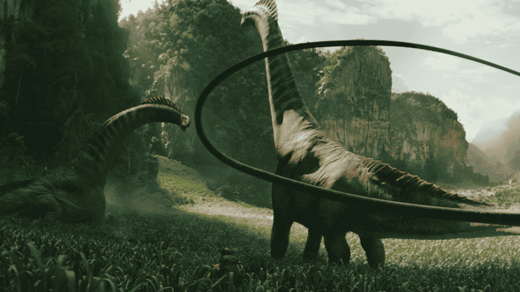 Szenenbild aus dem Kinofilm Jurassic World: Die Wiedergeburt_Tatanosaurus