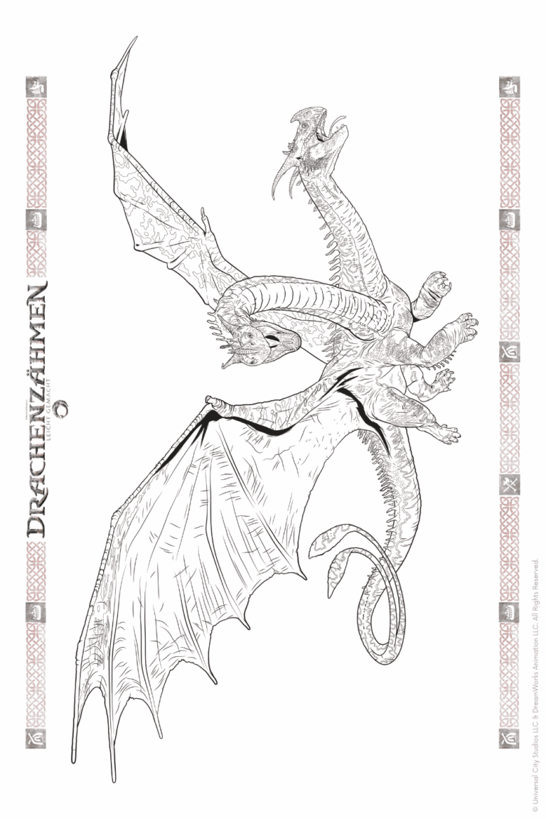 Malvorlage zu Drachenzähmen leicht gemacht zum Ausdrucken und Ausmalen für Website und Landingpage